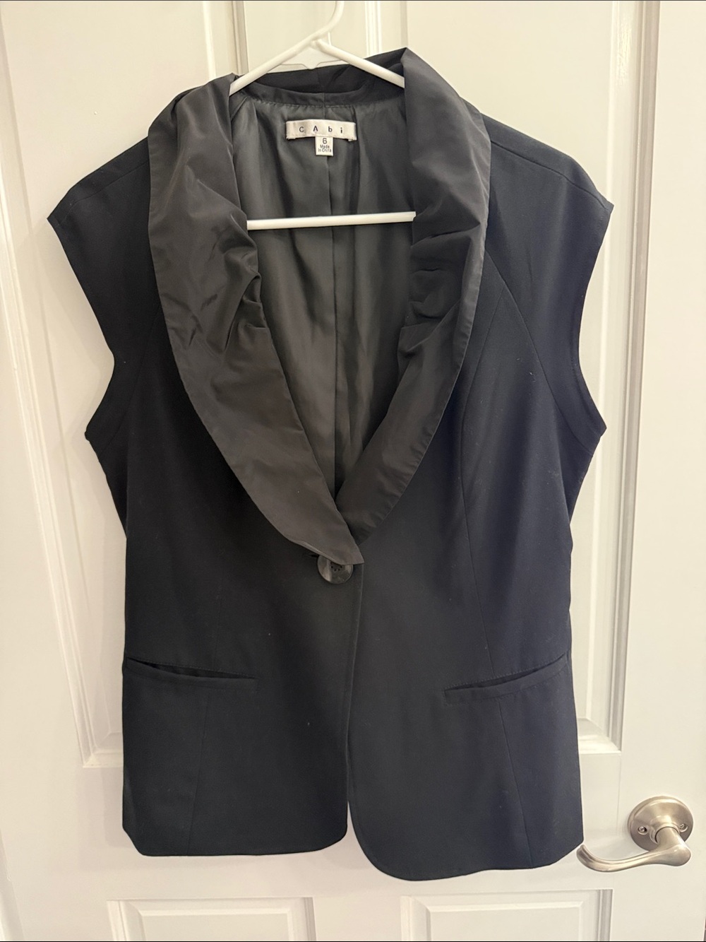 CAbi Black Sleeveless Shawl-Collar Blazer Vest